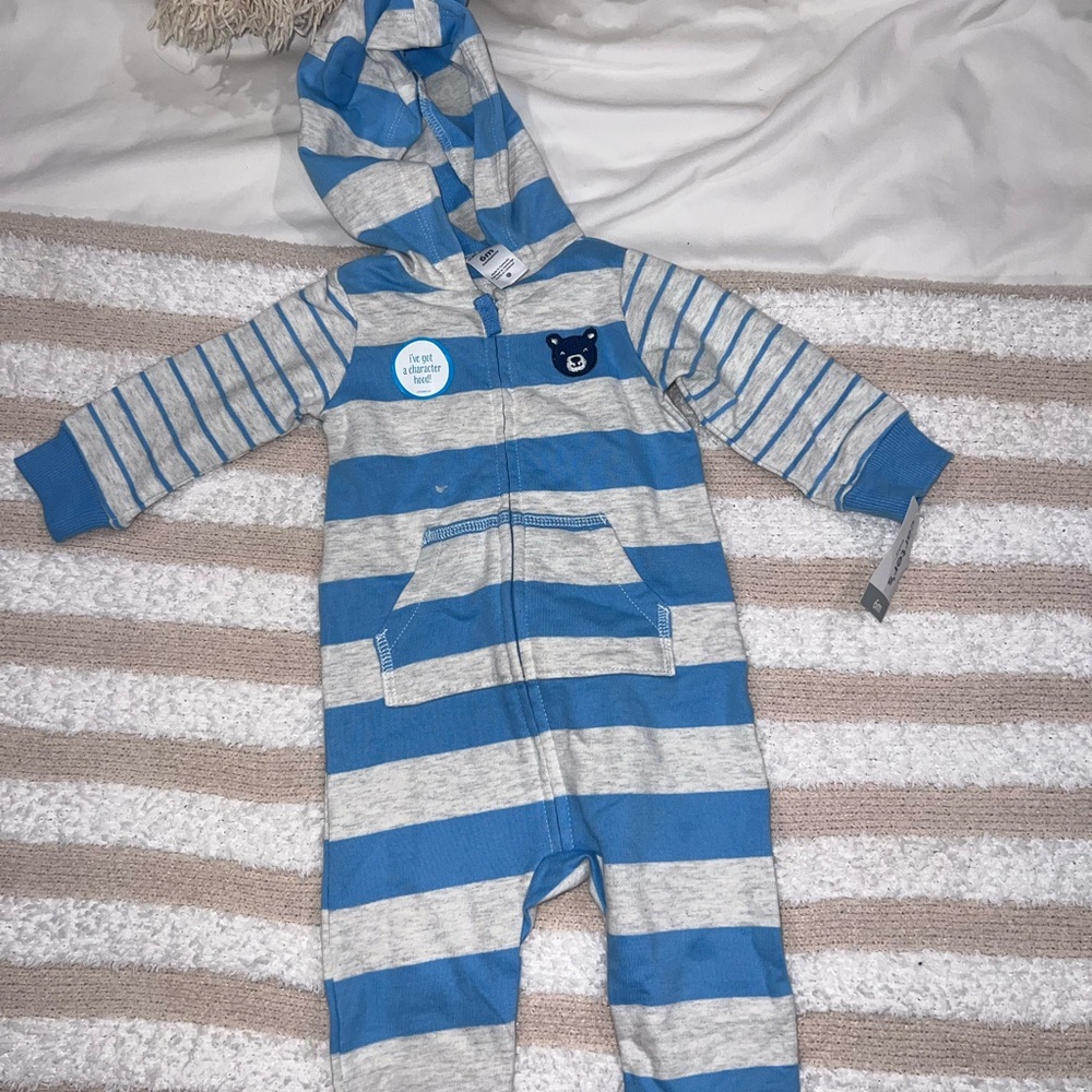 Carter's Blue and Gray Striped Footie